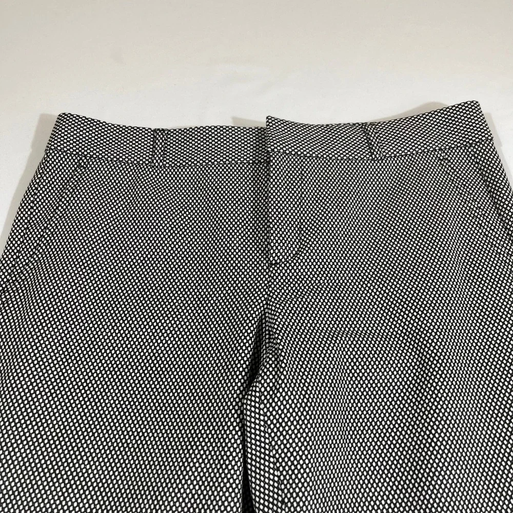 Banana Republic Ryan Pants Women 8 Black White Textured Geometric Straight Leg